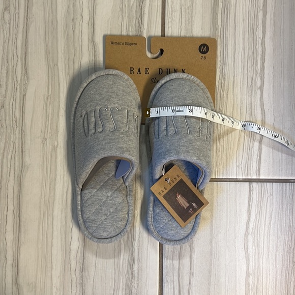 Rae Dunn “Blessed” Grey Slippers Size Medium - Picture 3 of 4